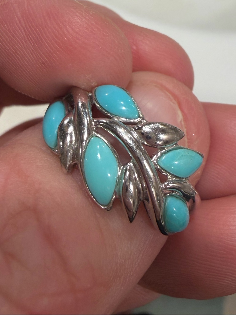 Turquoise Leaf Cluster Ring - Women Jewelry